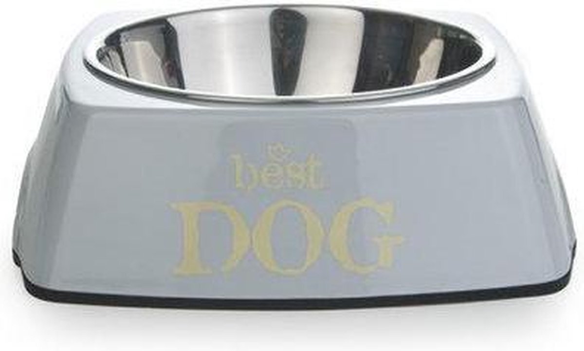 Pet Products Melamine eetbak vierkant Best Dog. Grijs. grijs