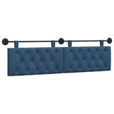 vidaXL - Hangend hoofdbord - Blauw - Stof
