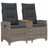 vidaXL Ligbed met tafel, 2-persoons, 126 x 65 x 112 cm, polyrotan