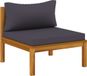 Banc d'angle coussins gris foncé bois d'acacia massif