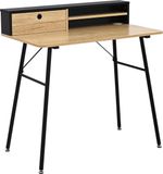 en.casa Bureau Var 93x90x50 cm zwart en eikenkleurig