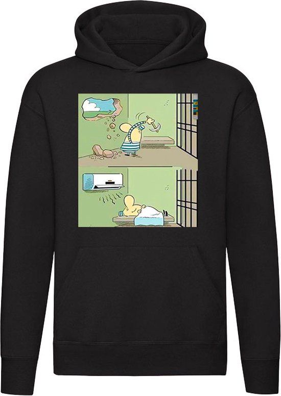 Merkloos / Sans marque Airco in de gevangenis Hoodie - Zwart - Unisex - Maat S