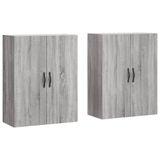 vidaXL Meubles suspendus, 2 pièces, gris Sonoma, placage bois