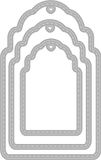 Rayher Stanssjablonen, hangers, met stiknaad aan de rand, set van 3 stuks, hangers in 3 maten, voor papiervormgeving, kaarten maken, scrapbooking en nog veel meer, reliëfsjablonen, staal, 50286000