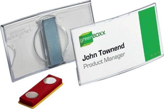 Durable 40x75mm Badge met Magneetclip Transparant