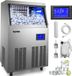 VEVOR Machine à glaçons professionnelle, 132 lb/24h, capacité 33 lb, acier inoxydable, 335W, LCD, filtre à eau, pompe de vidange