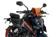 Puig 21997T Nieuwe Generatie - Sport Windscherm - Sportief ontwerp en aerodynamische bescherming voor KTM 125 Duke en KTM 390 Duke 2024-2025 - Oranje
