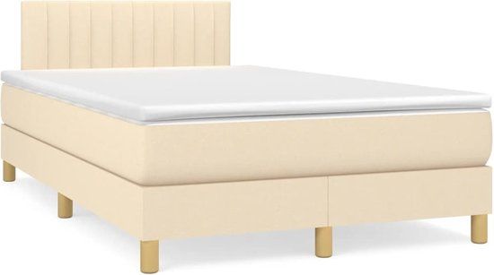 vidaXL Boxspring met matras, stof, crèmekleurig, 120x200 cm