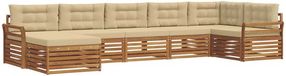 vidaXL - Acacia houten loungeset met 7 zitplaatsen, natuurlijk en beige