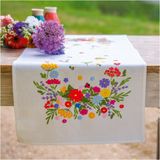Vervaco Borduurpakket Kleurrijke Wereld van Bloemen Loper Kit 35 x 95 cm