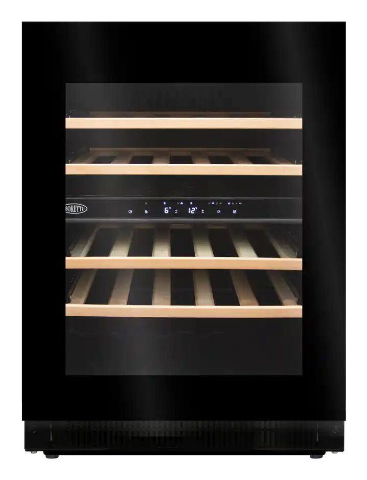 Boretti MLWC82ZGZW Wijnklimaatkast inbouw - 28 flessen - 2 temperatuurzones - Zwart glas