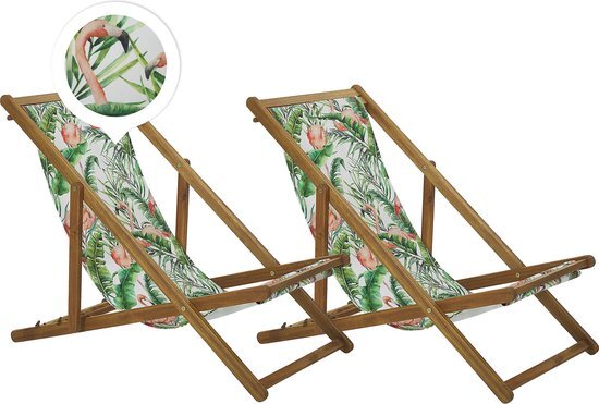 ANZIO - Strandstoel set van 2 - Lichte houtkleur - Polyester