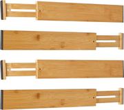 Séparateur de tiroir en bambou naturel, réglable (43-56 cm) - set de 4