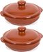 Merkloos / Sans marque Gerimport Oviedo aardewerk ovenschaal/stoofpot met deksel - bruin - 18 x 9 cm