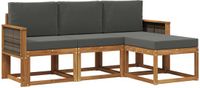 vidaXL - Acacia Houten Loungeset - 4-delig - Natuurlijk en Antraciet