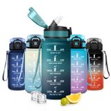 JAPORIA Gourde 500ml avec Paille, Gourde avec Marqueur de Temps, Motivation, sans BPA, Anti Fuite, Facile à Nettoyer, Réutilisable, Bouteille D'eau pour École, Bureau, Randonnée