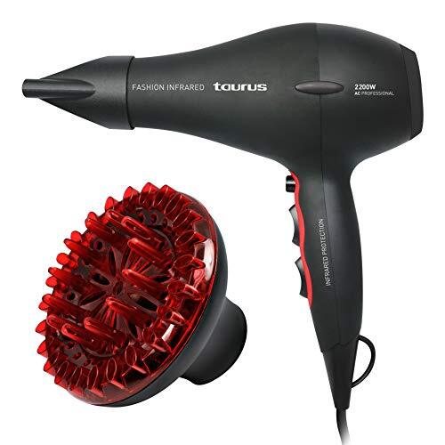 Taurus Fashion Infrared haardroger, 2200 W, 2 snelheden, 3 temperaturen, keramische coating, zwart/rood