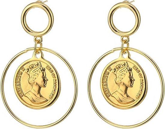 LGT JWLS LGT Jewels Cirkelvormige Damesoorbellen met Interne Munt Goud