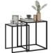 Ensemble de deux tables basses gigognes modernes et peu encombrantes, en acier et verre trempé (noir).