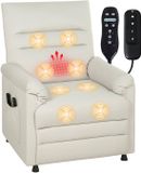 HOMCOM Fauteuil de massage - Velours (100% polyester) - 82x99x106cm - Crème