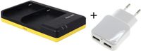 Merkloos / Sans marque Huismerk Duo lader voor 2 camera accu's Sony NP-F530, NP-F550 + handige 2 poorts USB 230V adapter