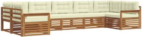 vidaXL - Ensemble de salon d'angle - 7 places - Acacia massif - Naturel et crème