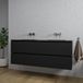 Saniclass Chaci Badkamermeubelset - 140x46x55cm - keramische wastafel zwart - 2 wasbakken - zonder kraangaten - 4 lades - mat zwart