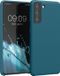 kwmobile telefoonhoesje geschikt voor Samsung Galaxy S21 - Hoesje met siliconen coating - Smartphone case in mat petrol