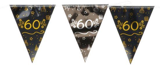 Folat Vlaggenlijn Shining Glam 60 jaar - Zwart