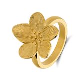 Lucardi Dames Stainless steel goldplated ring bloem