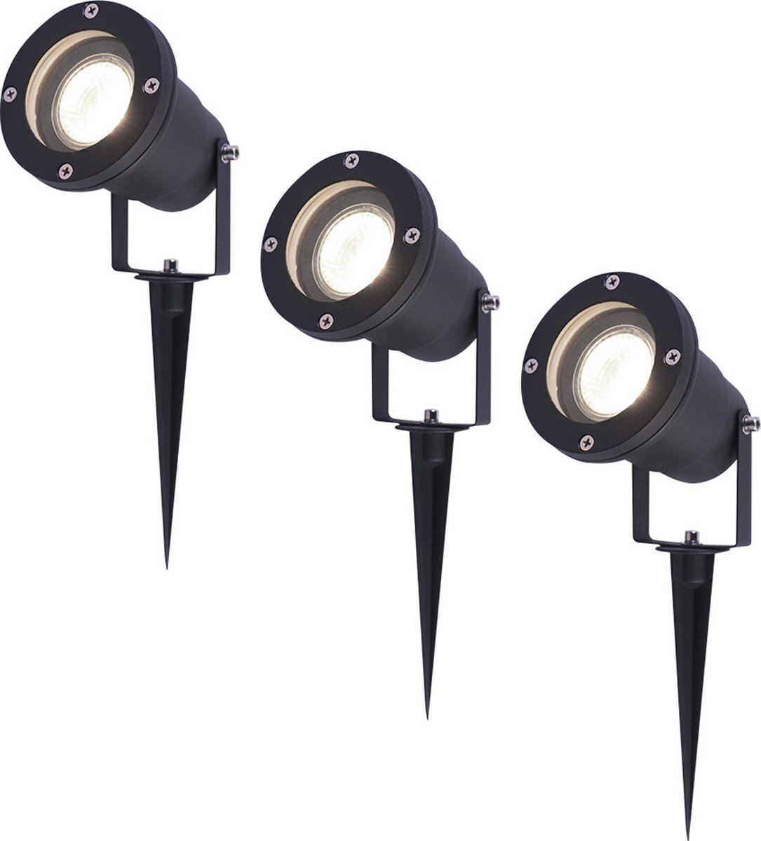 V-tac Set van 3 LED Prikspots - 4000K Neutraal wit - Kantelbaar - IP44 Vochtbestendig - Aluminium - Tuinspot - Geschikt voor in de tuin - Zwart -