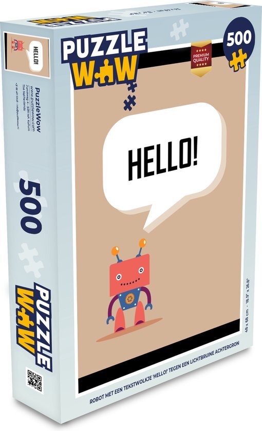 MuchoWow Puzzel Spreuken - Quotes - Hello! - Robot - Tandwiel - Legpuzzel - Puzzel 500 stukjes - Sinterklaas cadeautjes - Sinterklaas voor grote kinderen