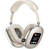 ELVANZA Bluetooth-hoofdtelefoon met digitaal display, Bluetooth 5.4, groot LED-scherm, 30 uur batterijduur, goudkleurig