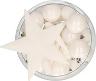 Bellatio Decorations kerstballen - 33 stuks - wit - kunststof - met piek