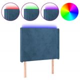 VidaXL Hoofdbord met LED Donkerblauw Polyester/Hout 930 mm