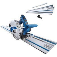 Scheppach Tauchsäge PL55 SE - 1200W | 55mm Schnitttiefe | 24Z & 48Z | 16mm Schattenfugen | inkl. 2x 700mm Führungsschienen, Verbinder u. Kippschutz