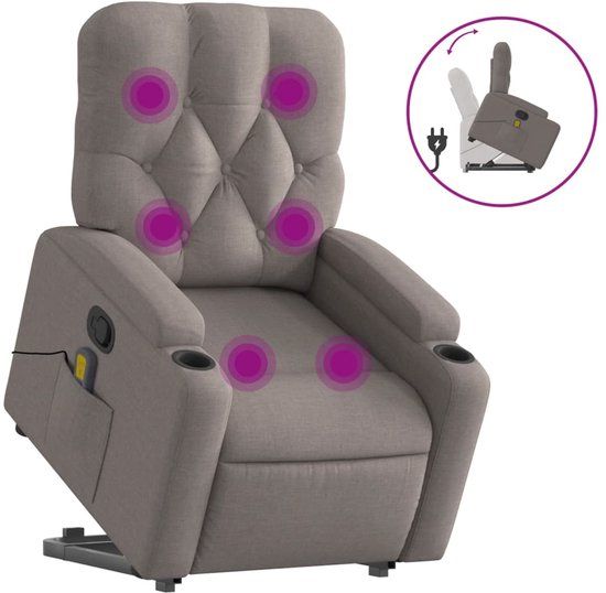 vidaXL Sta-op-massagestoel verstelbaar stof taupe