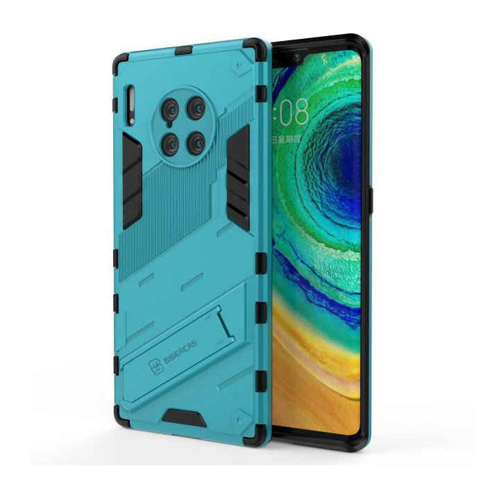 BIBERCAS BIBERCAS Xiaomi Mi 10T Hoesje met Kickstand - Shockproof Armor Case Cover TPU Blauw