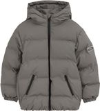 WE Fashion Jongens gewatteerde jas met capuchon - Grijs - Maat 110/116