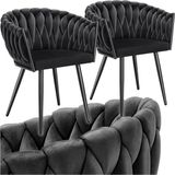 Tectake® Set van 2 fluwelen eetkamerstoelen