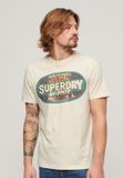Superdry Gasoline Workwear T-shirt Heren S Katoen Regular Fit Ronde Hals Korte Mouw Logo Wit
