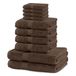 Marina Set van 10 katoenen kwaliteit 525 g/m² 4 gastendoekjes 30 x 50 cm, 4 handdoeken 50 x 100 cm en 2 badhanddoeken 70 x 140 cm, bruin, notenbruin, absorberend