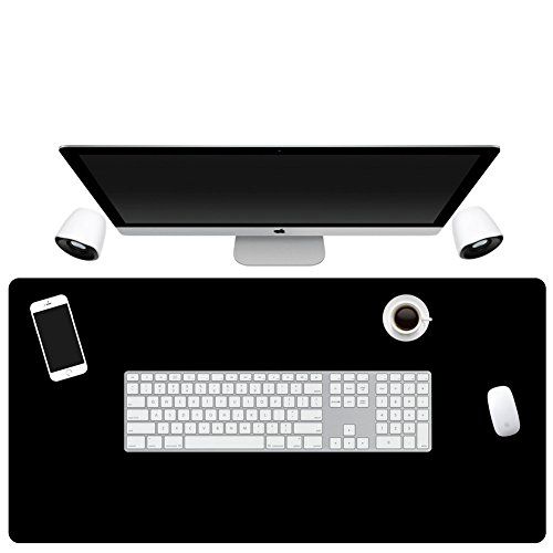 LL-COEUR Grote Kunstleer Waterbestendig Muismat Computer Kantoor Bureaulegger (700 x 300 x 2 mm, Zwart)