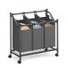 SONGMICS Mobiele wasmand met wieltjes, 3 afneembare waszakken, 3 x 45 L