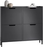SoBuy Smalle Schoenenkast 4 Kleppen – Zwart 100x19x91 cm FSR100-SCH