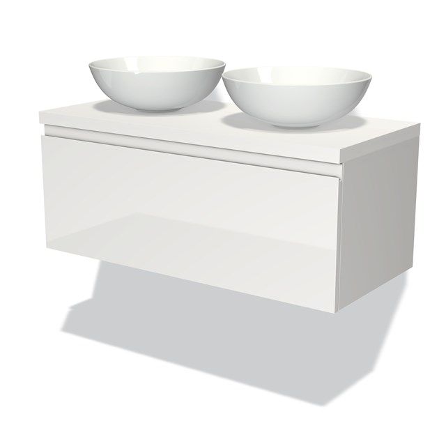 Maxaro Badkamermeubel Modulo Plato 100cm Hoogglans Wit 1 Lade Greeploos