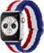 Strap-it Gevlochten / Geweven bandje - Geschikt voor Apple Watch Series 1-11, SE, SE2, SE3, Ultra (2/3) - Rood/wit/blauw - Braided verstelbaar iWatch bandje maat: 44mm / 45mm / 46mm / 49mm
