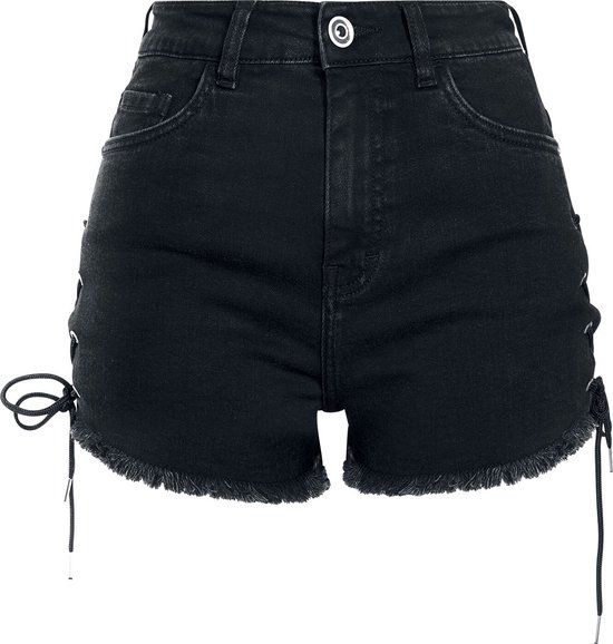 Urban Classics Highwaist Lace Up Dames Hotpants - Zwart