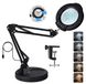 Loupe LED avec lumière et support, grossissement 15x/10x, 5 modes de couleur, dimmable