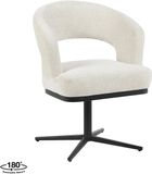 LABEL51 Monaco Eetkamerstoel - Naturel - Stof - Zwart Metaal - Stoel - Eetkamerfauteuil